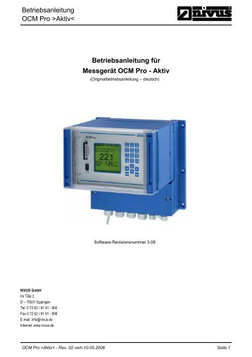 Betriebsanleitung für Messgerät OCM Pro - Aktiv - NIVUS GmbH