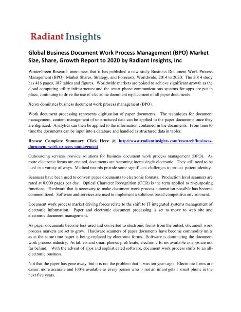 Global Business Document Work Process Management (BPO) Market Growth ...