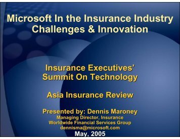 Microsoft In the Insurance Industry Challenges & Innovation - Acord