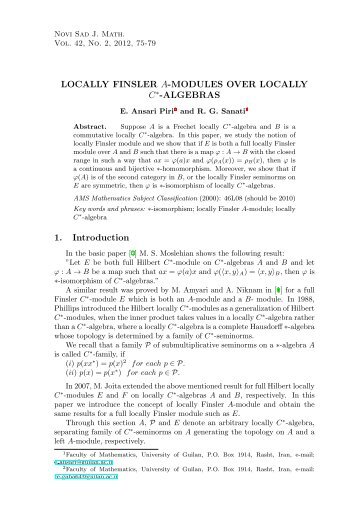 LOCALLY FINSLER A-MODULES OVER LOCALLY C -ALGEBRAS ...