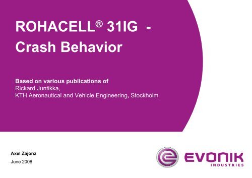 ROHACELLÂ® 31IG - Crash Behavior