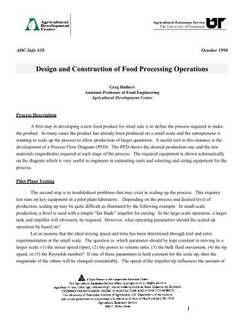 Design and Construction of Food Processing Operations