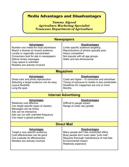 Advantages and disadvantages