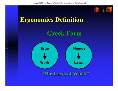 Introduction to Ergonomics - Ergonomic Technologies Corporation