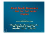 Giant Dipole Resonance â tool for hot nuclei studies Giant Dipole ...