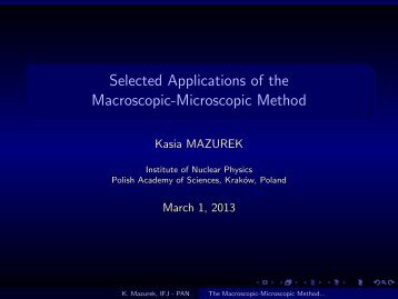 Selected Applications of the Macroscopic-Microscopic Method