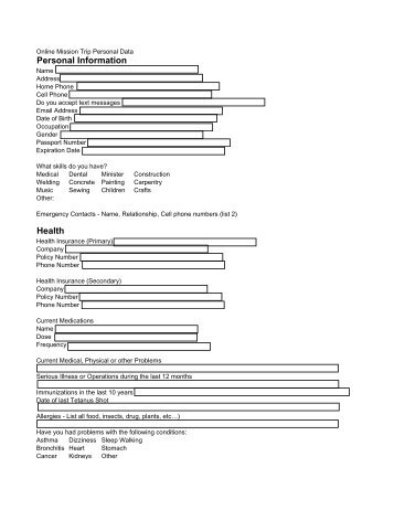 Personal Data Form