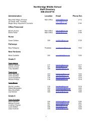 Northbridge Middle School Staff Directory 508-234-8718