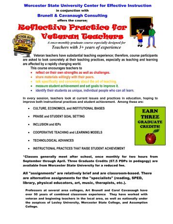 Reflective Practice Reflective Practice for Veteran Teachers Veteran ...