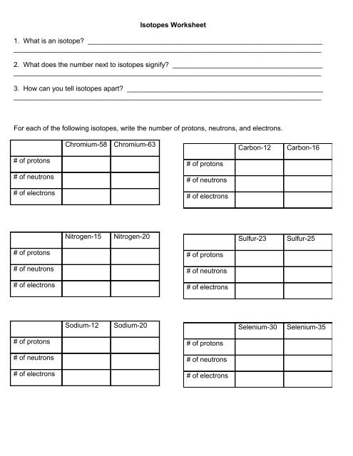 isotopes-worksheet