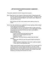 AP Environmental Science Summer Assignment