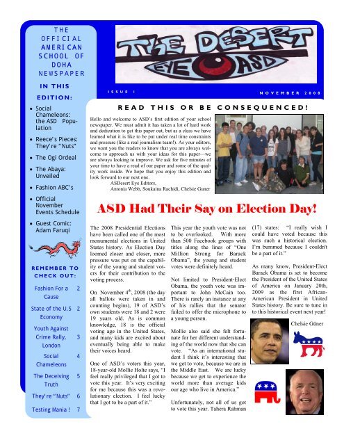 ASD Had Their Say on Election Day! - American School of Doha