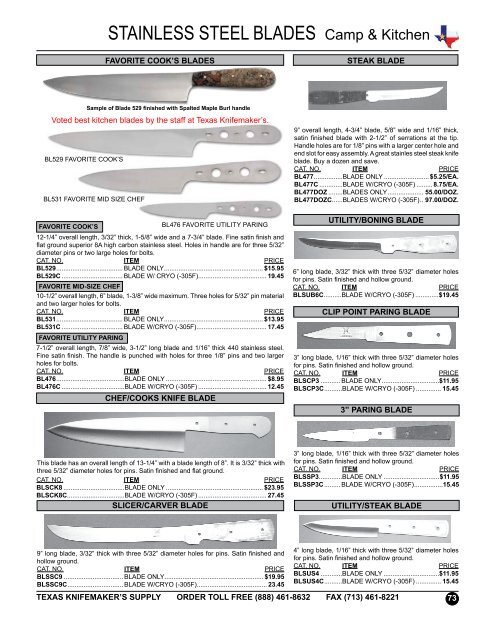 product list - Texas Knifemaker's Supply