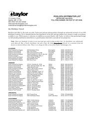 List of Pool/Spa Market Distributors - Taylor Technologies