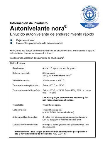 InformaciÃ³n de Producto Autonivelante nora - DOD 97 SL