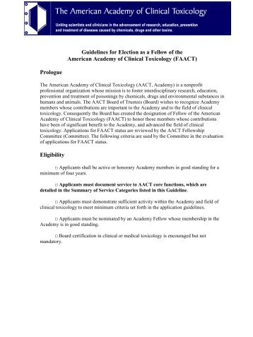 Guidelines for Election as a Fellow of the American Academy of ...