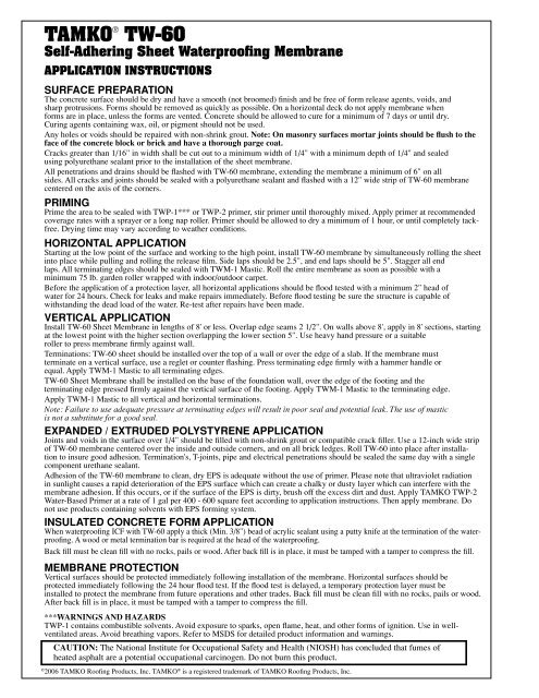 32331 TW-60 data sheet - Sweeney Materials