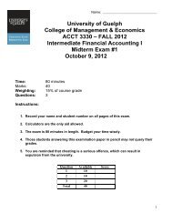 ACCT 3330 Midterm 1 Fall 2012 - University of Guelph Exam Network