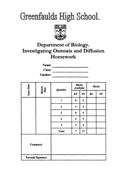 Diffusion And Osmosis Worksheet