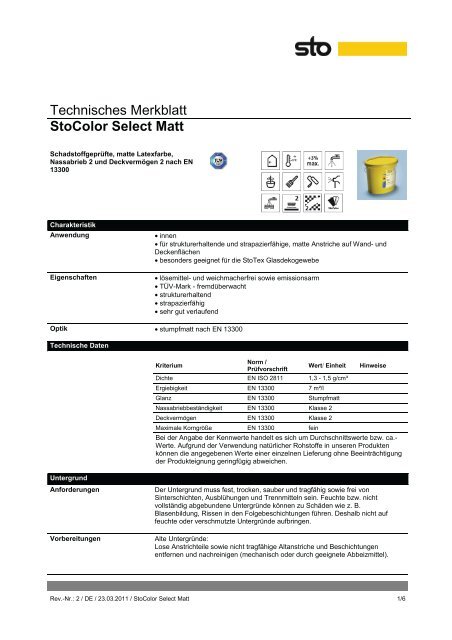 Technisches Merkblatt (PDF) - farbenbote.de