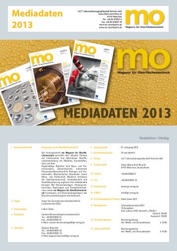 Mediadaten 2013 (1,6 MB) - mo - Magazin fÃ¼r OberflÃ¤chentechnik