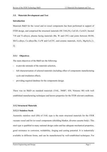 3.5. Materials Development and Test Introduction Materials R&D for ...