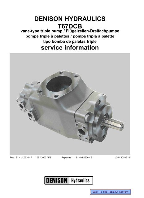 DENISON HYDRAULICS T67DCB service information - DDKS ...