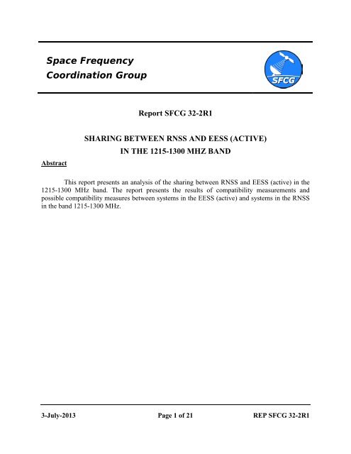 REP SFCG 32-2R1 (Sharing between RNSS & EESS in 1215-1300 ...