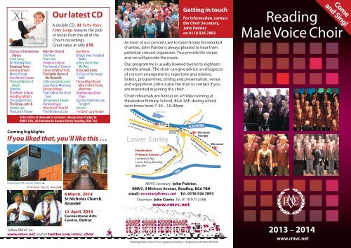 Click for 2013-14 Brochure - Reading Male Voice Choir