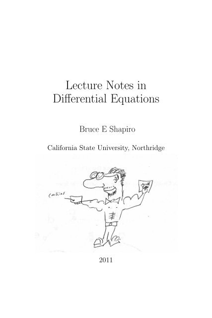 Lecture Notes in Differential Equations - Bruce E. Shapiro