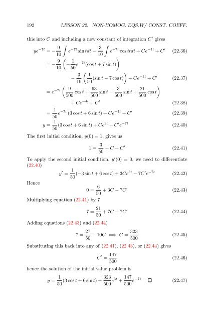 Lecture Notes in Differential Equations - Bruce E. Shapiro