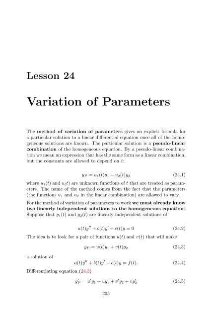 Lecture Notes in Differential Equations - Bruce E. Shapiro