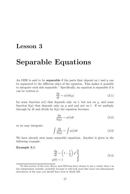 Lecture Notes in Differential Equations - Bruce E. Shapiro