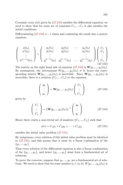 Lecture Notes in Differential Equations - Bruce E. Shapiro