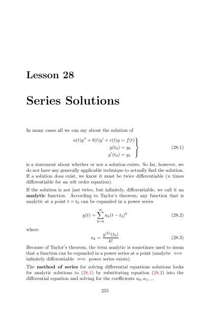 Lecture Notes in Differential Equations - Bruce E. Shapiro