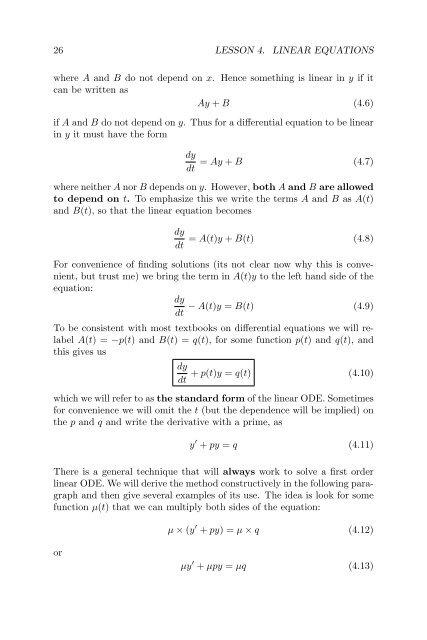 Lecture Notes in Differential Equations - Bruce E. Shapiro