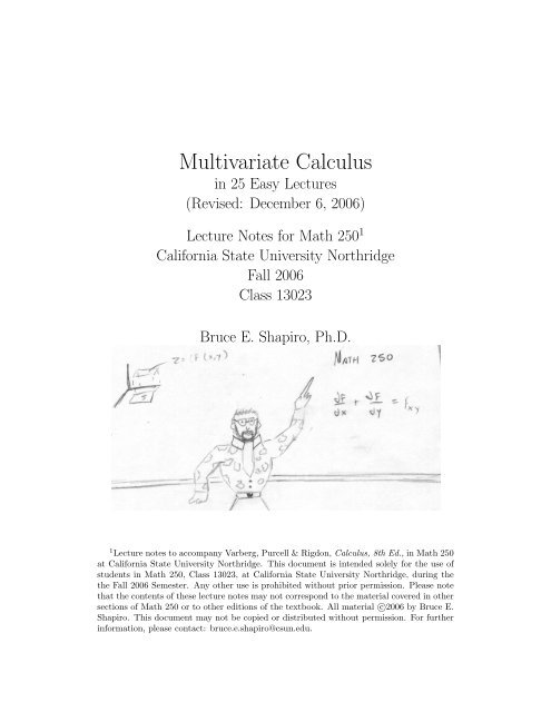 Multivariate Calculus - Bruce E. Shapiro