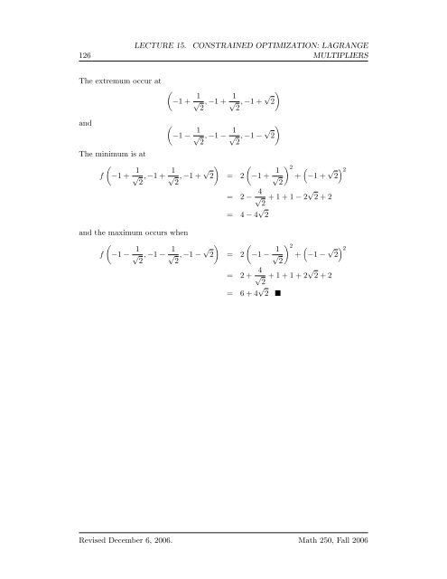 Multivariate Calculus - Bruce E. Shapiro