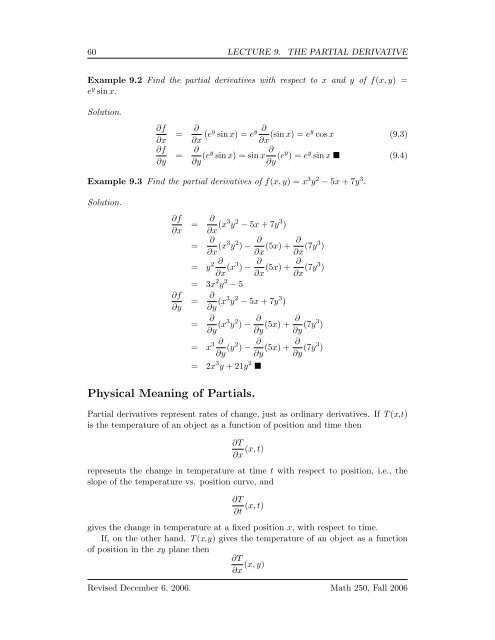 Multivariate Calculus - Bruce E. Shapiro