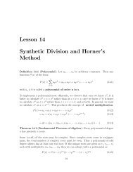 Lesson 14 Synthetic Division and Horner's Method - Bruce E. Shapiro