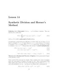 Lesson 14 Synthetic Division and Horner's Method - Bruce E. Shapiro