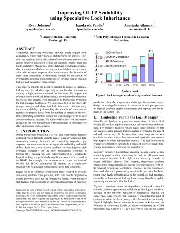 Improving OLTP Scalability using Speculative ... - Ippokratis Pandis