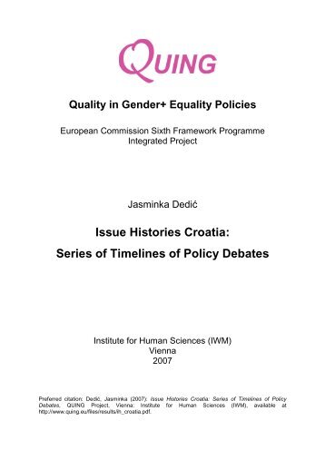 Issue Histories Croatia: Series of Timelines of Policy Debates - Quing