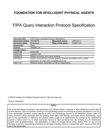 FIPA Query Interaction Protocol Specification