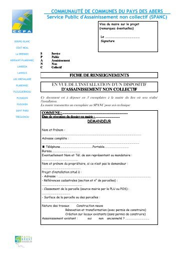 FICHE DE RENSEIGNEMENTS - Plouguerneau