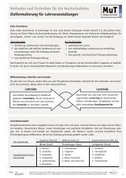 Zielformulierung von Lehrveranstaltungen - StudiFIT