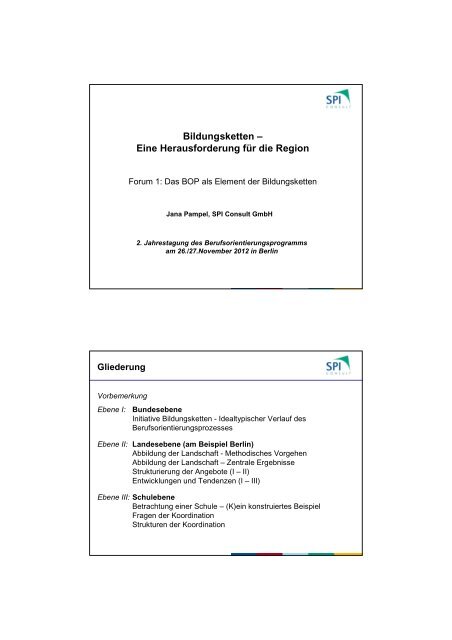 BOP Jahrestagung Forum 1 Pampel - Berufsorientierungsprogramm