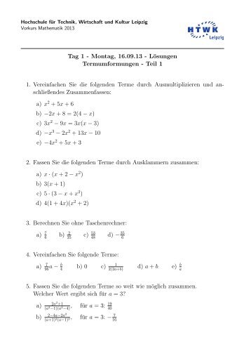 LÃ¶sungen Woche 1 - StudiFIT - Hochschule fÃ¼r Technik, Wirtschaft ...