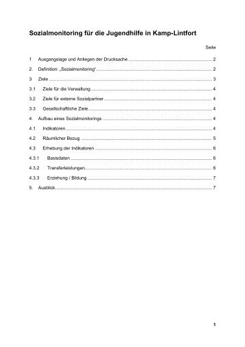 Sozialmonitoring fÃ¼r die Jugendhilfe in Kamp-Lintfort