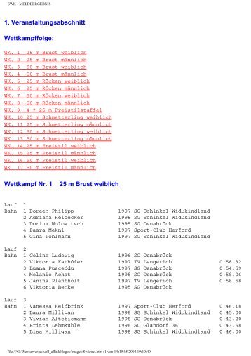 SWK - MELDEERGEBNIS - SG OsnabrÃ¼ck